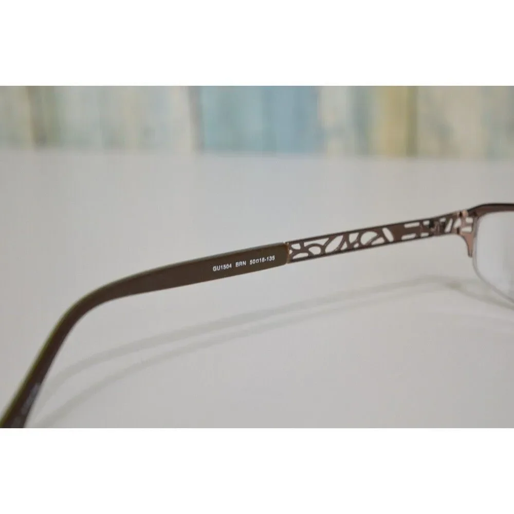 Guess Women's Glasses 1504 Cat Eye 37 Frame Grooved Metal 50 18-135 Eyeglasses